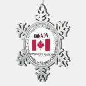 Canada Flag en Motto Tin Sneeuwvlok Ornament (Rechts)