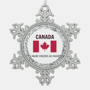 Canada Flag en Motto Tin Sneeuwvlok Ornament