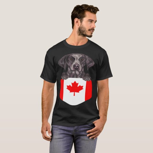 Canada Flag German Shorthaired Pointer Dog In Pock T-shirt (Voorkant volledig)