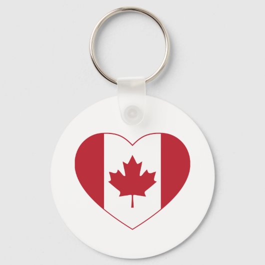 Canada Flag Heart Button Sleutelhanger (Voorkant)