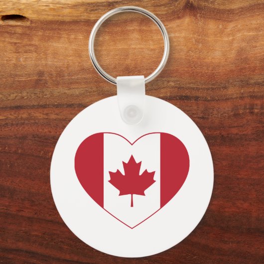 Canada Flag Heart Button Sleutelhanger (Voorkant)