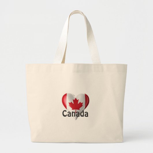Canada Flag Heart Grote Tote Bag (Voorkant)