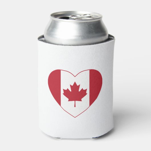 Canada Flag Heart Koelbox Blikjeskoeler (Blikje Voorkant)