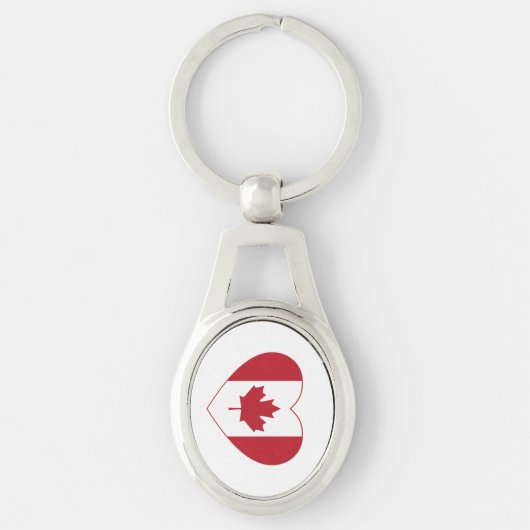 Canada Flag Heart Metal Sleutelhanger (Voorkant)