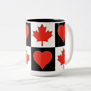 Canada Flag Heart Patriotic Canadian Tweekleurige Koffiemok