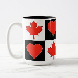 Canada Flag Heart Patriotic Canadian Tweekleurige Koffiemok