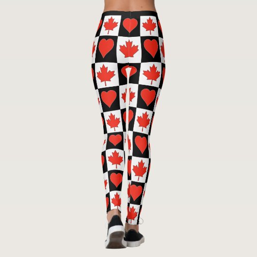 Canada Flag Heart Pattern Cute Patriotic Canadian Leggings (Achterkant)