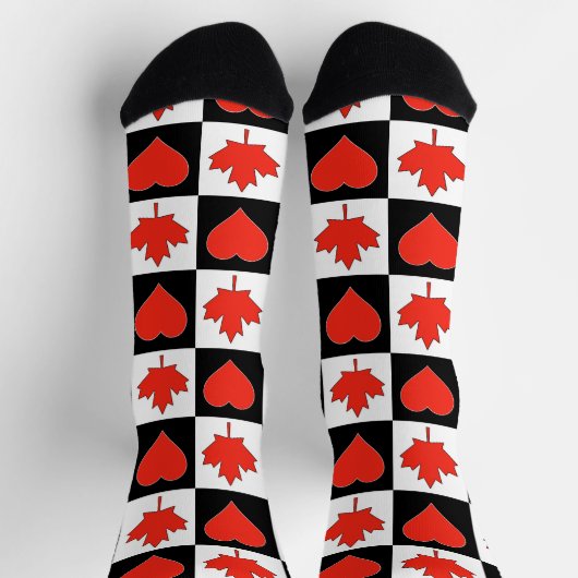 Canada Flag Heart Pattern Fun Patriotic Canada Sokken (Top)