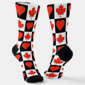 Canada Flag Heart Pattern Fun Patriotic Canada Sokken (Gebogen)