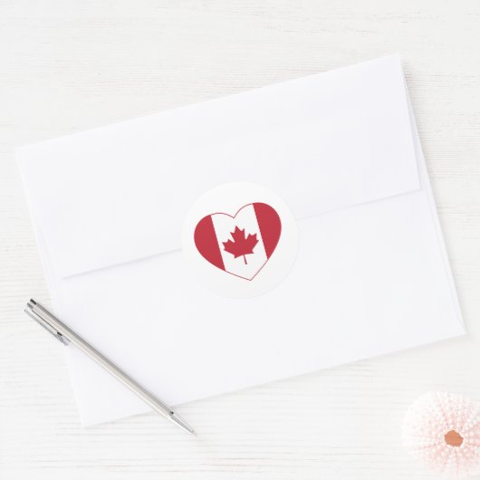Canada Flag Heart Sticker (Envelop)