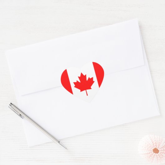 Canada Flag Heart Sticker (Envelop)