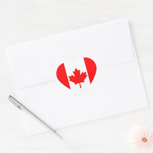 Canada Flag Heart Sticker (Envelop)