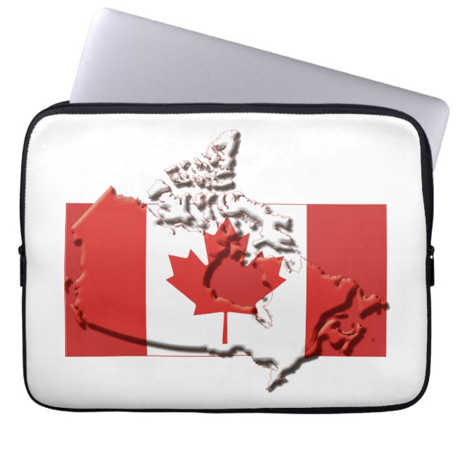 CANADA Flag Map Patriottic Computer White Laptop Sleeve (Voorkant)