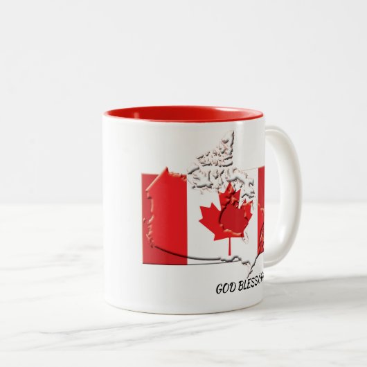 CANADA FLAG MAP Scripture Gepersonaliseerd Patriot Tweekleurige Koffiemok (Voorkant rechts)
