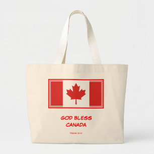 CANADA FLAG   Maple Leaf   God Bless   Canadees Grote Tote Bag