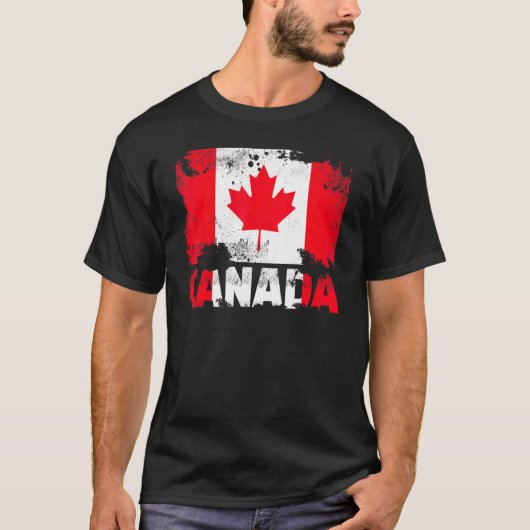 Canada Flag  Noodlijdende Canadese Grunge Tra T-shirt (Voorkant)