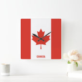 Canada Flag oogverblindende patriottische Vierkante Klok (Huis)