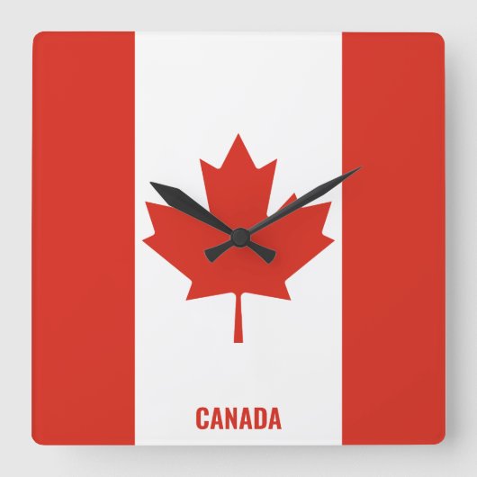 Canada Flag oogverblindende patriottische Vierkante Klok (Voorkant)