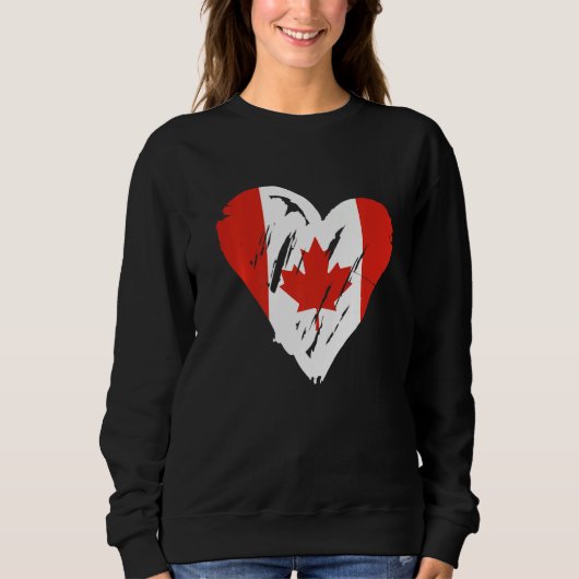 Canada Flag Retro Heart Canadian Maple Leaf Trui (Voorkant)