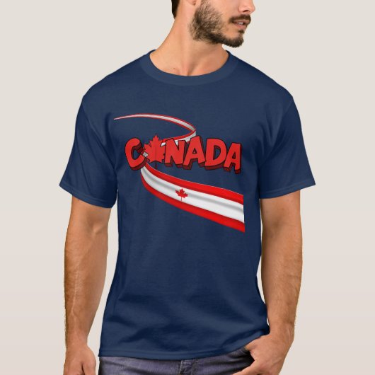 Canada Flag Ribbon Dynamic Graphic  T-shirt (Voorkant)