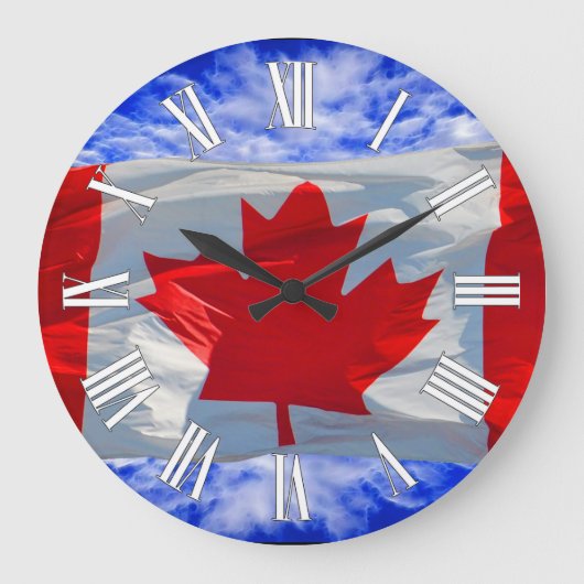 Canada Flag & Sky Proud Patriotic Wall Clock Grote Klok (Voorkant)
