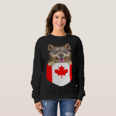Canada Flag Swedish Vallhund Dog In Pocket Trui (Voorkant volledig)