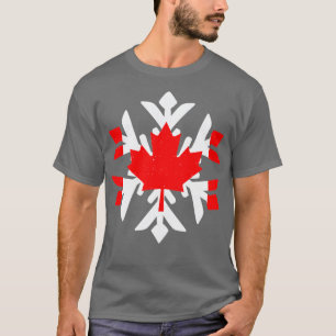 Canada Flag Winter Snowflake Design T-shirt