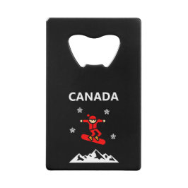 Canada Flying Red Snowboarder Kleur Creditkaart Flessenopener