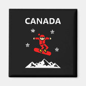 Canada Flying Red Snowboarder Kleur Magneet (Voorkant)