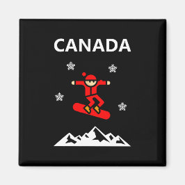Canada Flying Red Snowboarder Kleur Magneet