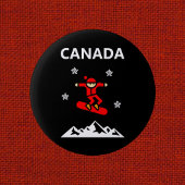 Canada Flying Red Snowboarder Kleur Ronde Button 5,7 Cm