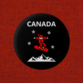 Canada Flying Red Snowboarder Kleur Ronde Button 5,7 Cm