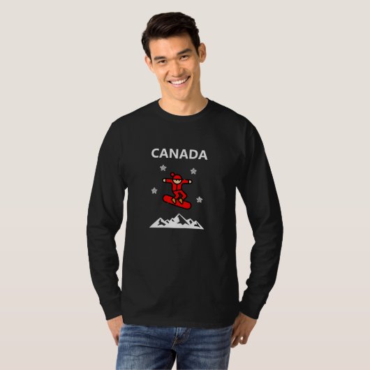 Canada Flying Red Snowboarder Kleur T-shirt (Voorkant volledig)