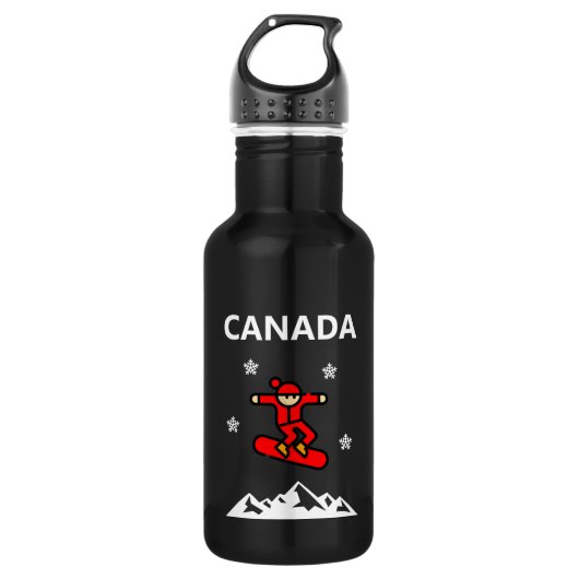 Canada Flying Red Snowboarder Kleur Waterfles (Voorkant)