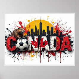 Canada Football Citiscape Oil Painting Style Art Poster