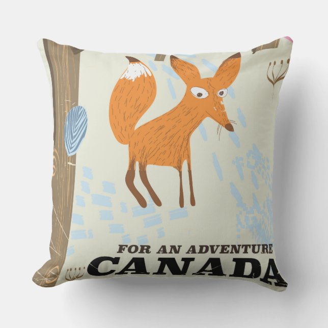 Canada Fox vintage-poster Buitenkussen (Voorkant)