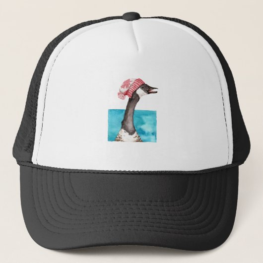 Canada Gans in een Toque Trucker Pet (Voorkant)