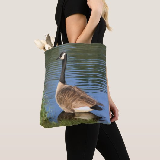 Canada-gans in water olieverfschilderij tote bag (Dichtbij)