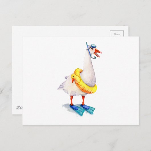 Canada gans norkelen in vetpers en zwembad briefkaart (Voorkant / Achterkant)