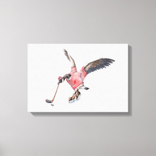 Canada Gans Spelen Hockey Canvas Afdruk