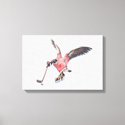 Canada Gans Spelen Hockey Canvas Afdruk (Voorkant)
