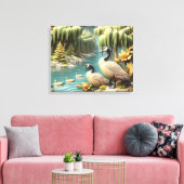 Canada Ganzen Te midden van de Huilende Wilgen20x1 Canvas Afdruk (Insitu (Woonkamer))
