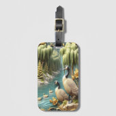 Canada Ganzen te midden van de Huilende Wilgen 16x Bagagelabel (Voorkant (verticaal))