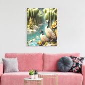 Canada Ganzen te midden van de Huilende Wilgen 16x Canvas Afdruk (Insitu (Woonkamer))