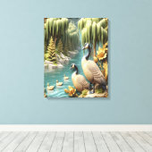 Canada Ganzen te midden van de Huilende Wilgen 16x Canvas Afdruk (Insitu (Houten vloer))