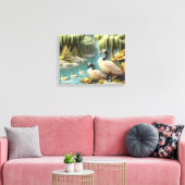 Canada Ganzen te midden van de Huilende Wilgen 16x Canvas Afdruk (Insitu (Woonkamer))
