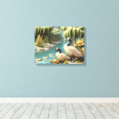 Canada Ganzen te midden van de Huilende Wilgen 16x Canvas Afdruk (Insitu (Houten vloer))