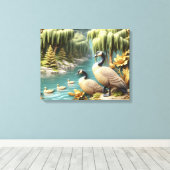 Canada Ganzen te midden van de Huilende Wilgen 20x Canvas Afdruk (Insitu (Houten vloer))