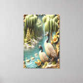 Canada Ganzen te midden van de Huilende Wilgen 24x Canvas Afdruk (Voorkant)