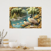 Canada Ganzen te midden van de Huilende Wilgen 36x Poster (Keuken)